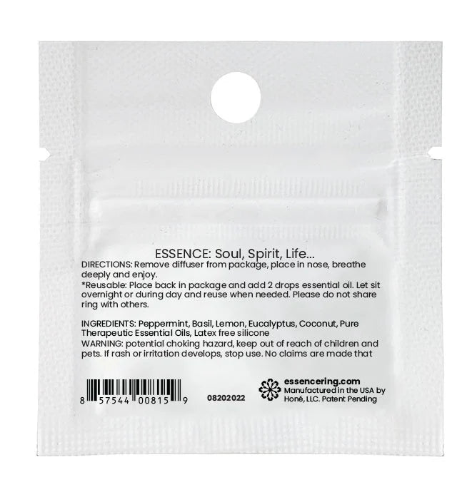 Back of a white diffuser packaging with text and branding