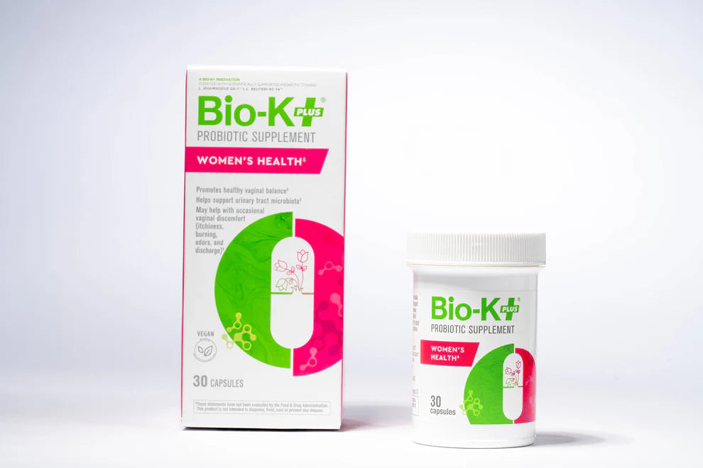 Bio-K+ Women's Health supplement packaging on a white background
