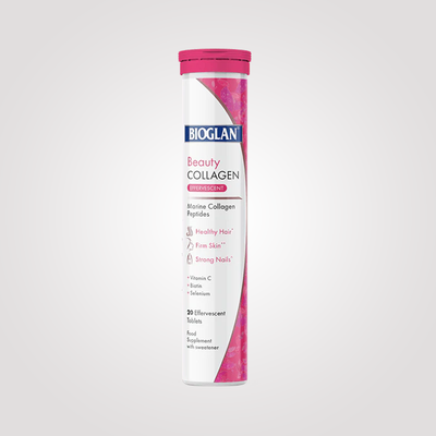 Bioglan Beauty Collagen Effervescent 1000mg Marine Collagen + Vitamin C & Biotin – 20 Berry Tablets for Hair & Skin
