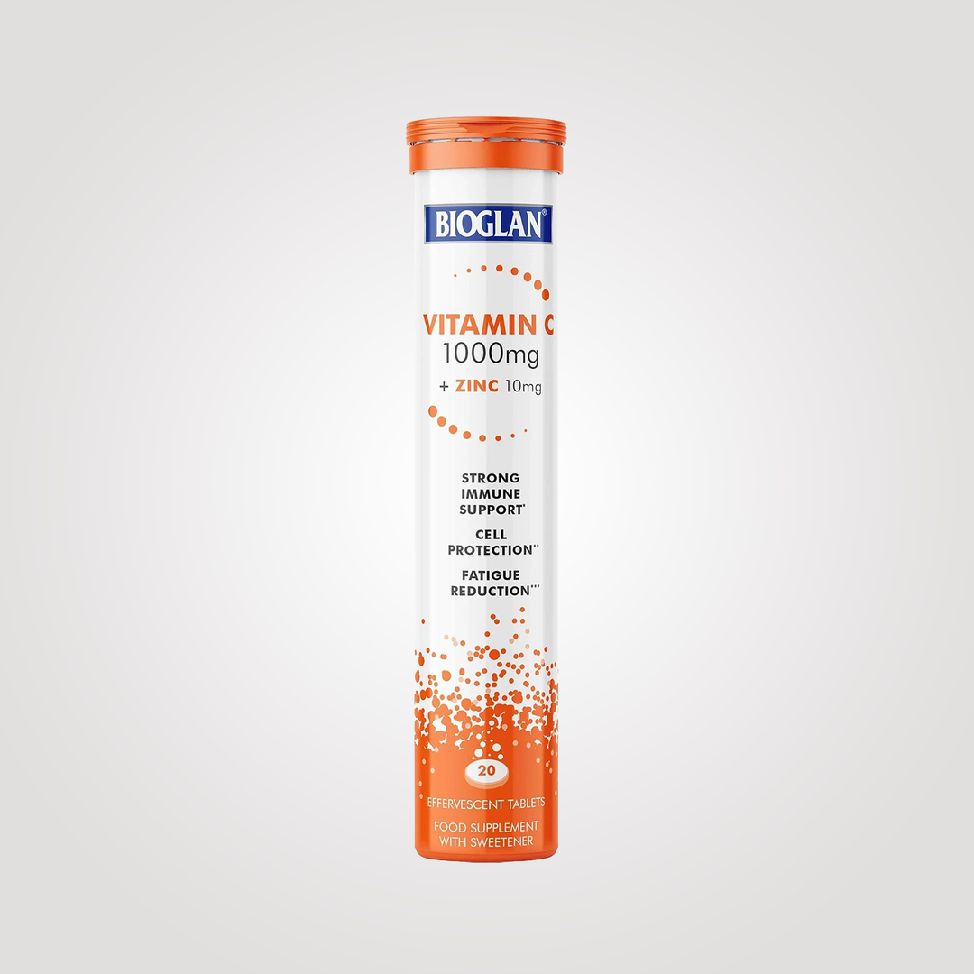 Bioglan Vitamin C 1000mg + Zinc Effervescent – 20 Orange Tablets for Immune Support – Dissolvable Drink, Food Supplement
