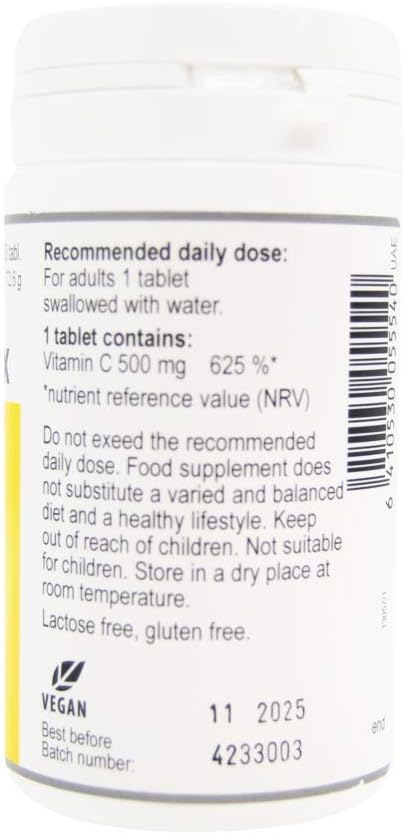 Vitabalans C-Max Strong, Vitamin C Tablet, 500mg 100 Tablets - Recommended Daily Dose