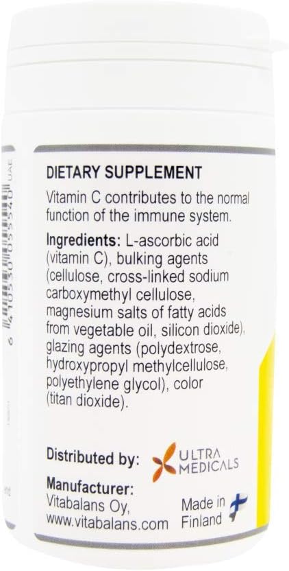 Vitabalans C-Max Strong, Vitamin C Tablet, 500mg 100 Tablets - Made In Finland