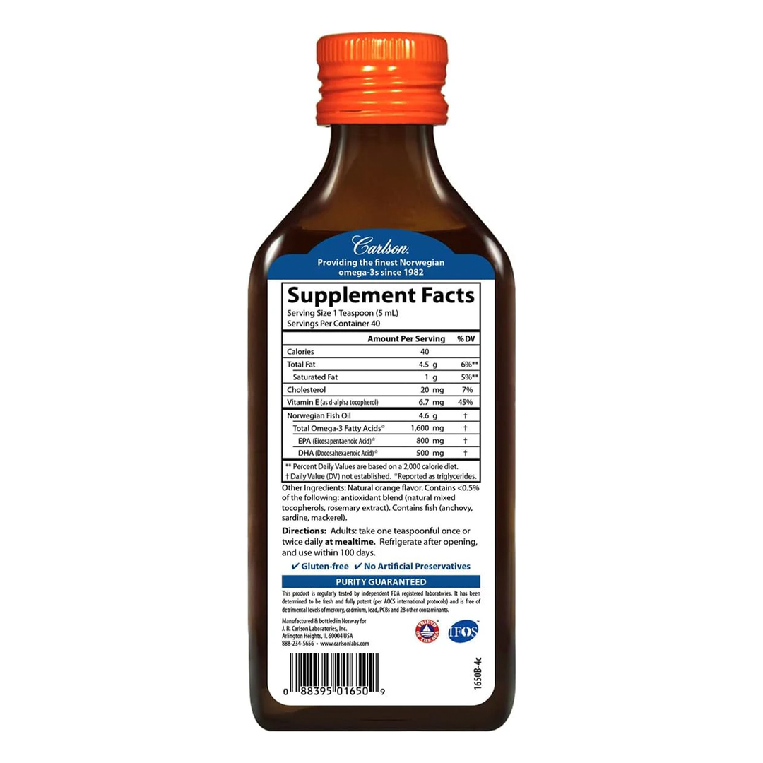 Carlson The Very Finest Fish Oil 1600mg Natural Orange - 200ml