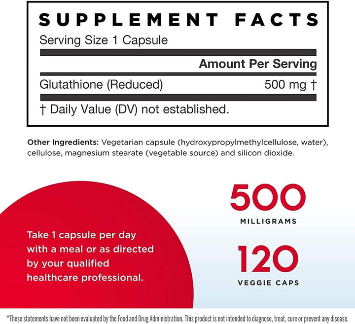 Jarrow Formulas Glutathione Reduced 120 Capsules - Supplement Facts