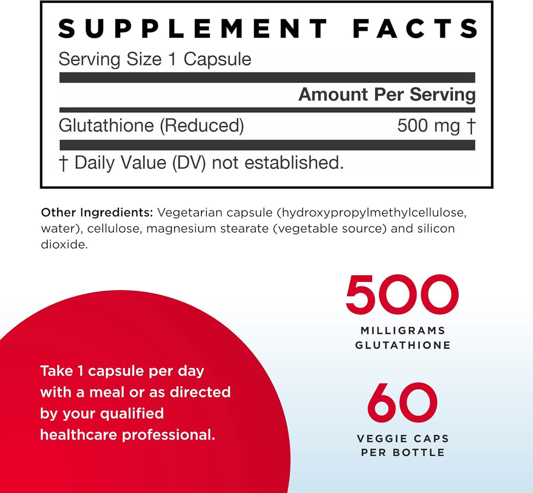 Jarrow Formulas Glutathione Reduced 60 Capsules - Supplement Facts