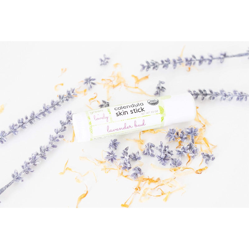 Green and Lovely Lavender Bud Organic Skin Stick, Portable Lotion 14g - Fragrant Lavender Buds