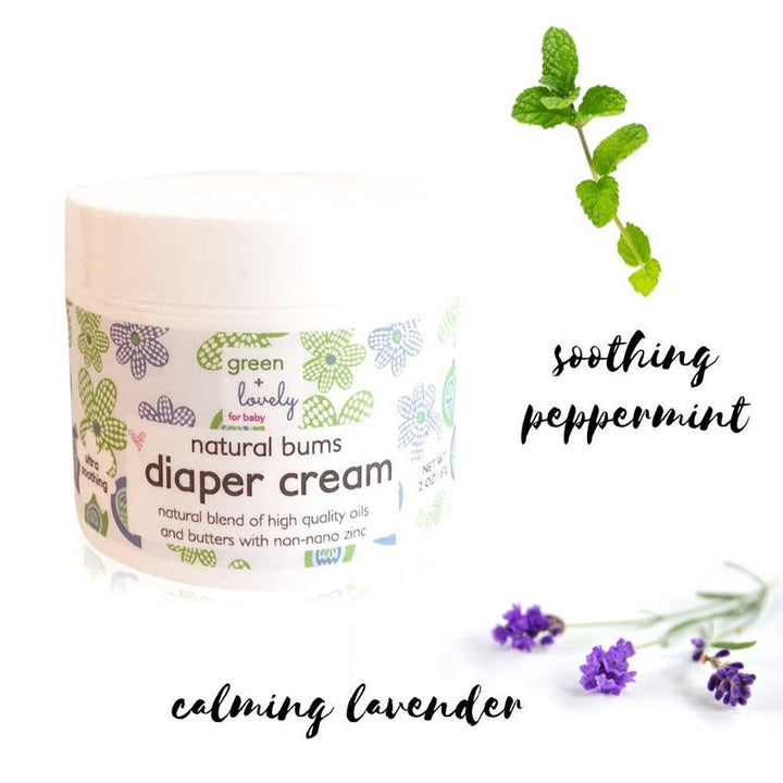 Green and Lovely Natural Bums Diaper Rash Cream 57g - Soothing Peppermint