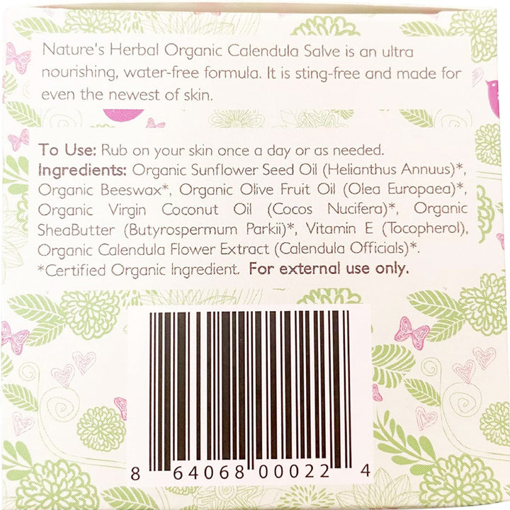 Green and Lovely Nature's Herbal Calendula Salve Unscented Organic 57g - Ultra Nourishing