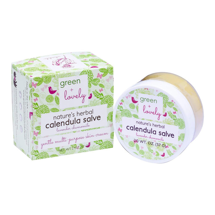 Green and Lovely Organic Calendula Salve Lavender Chamomile 57g - Gentle Multipurpose Skin Cream