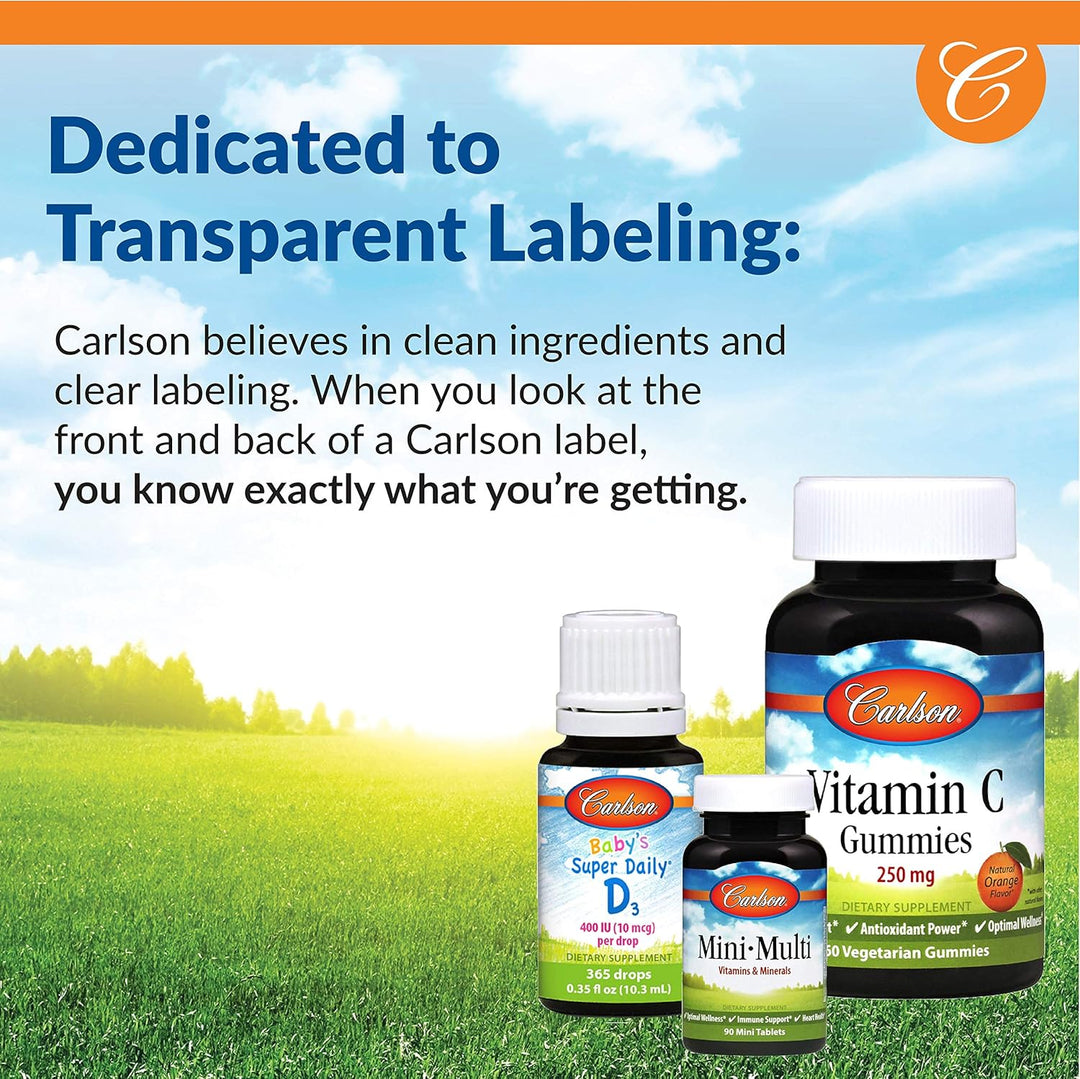 Carlson Kid's Chewable Vitamin C 60 Tablets - Transparent Labeling