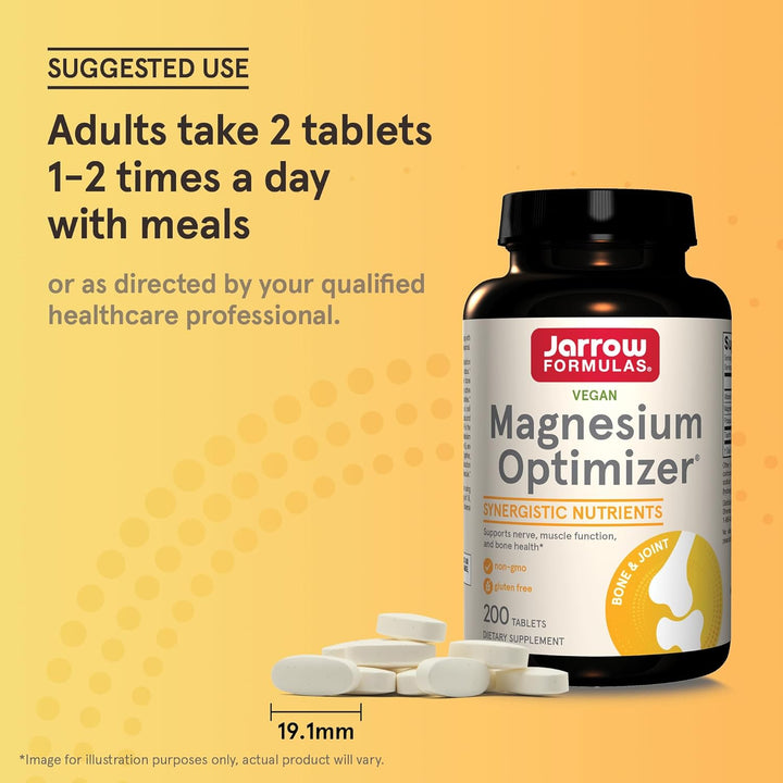 Jarrow Formulas Magnesium Optimizer 200 Tablets - Adults Take 2 Tablets 1-2 Times A Day