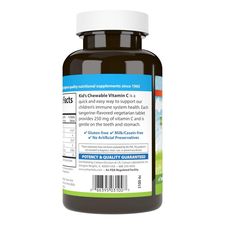 Carlson Kid's Chewable Vitamin C 60 Tablets - Support Children Immune System Health