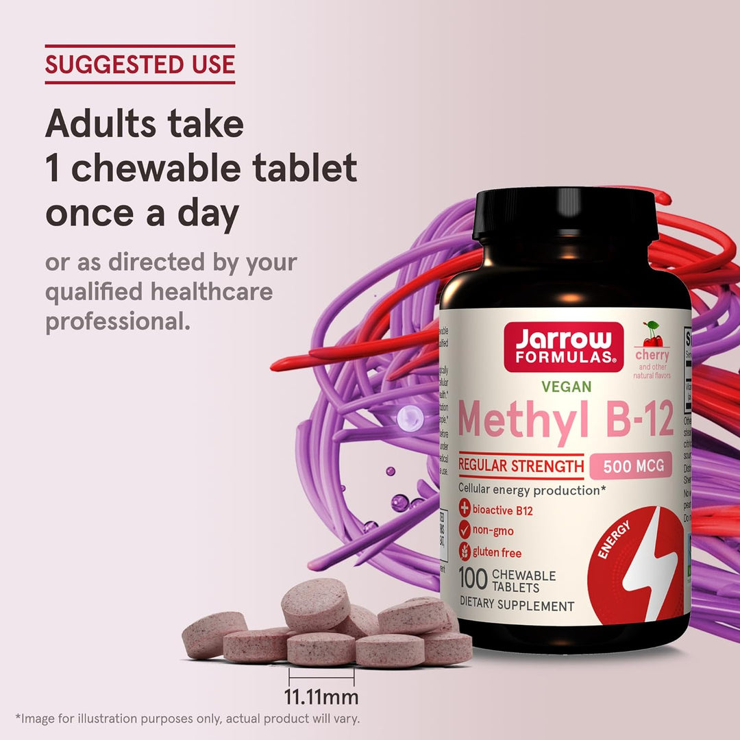 Jarrow Formulas Methyl B-12 500mcg 100 Tablets - Adults Take 1 Chewable Tablet Once A Day