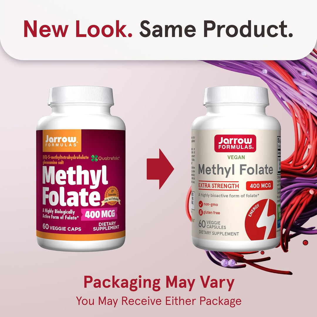 Jarrow Formulas Methyl Folate 400mcg 60 Capsules - New Look Same Product