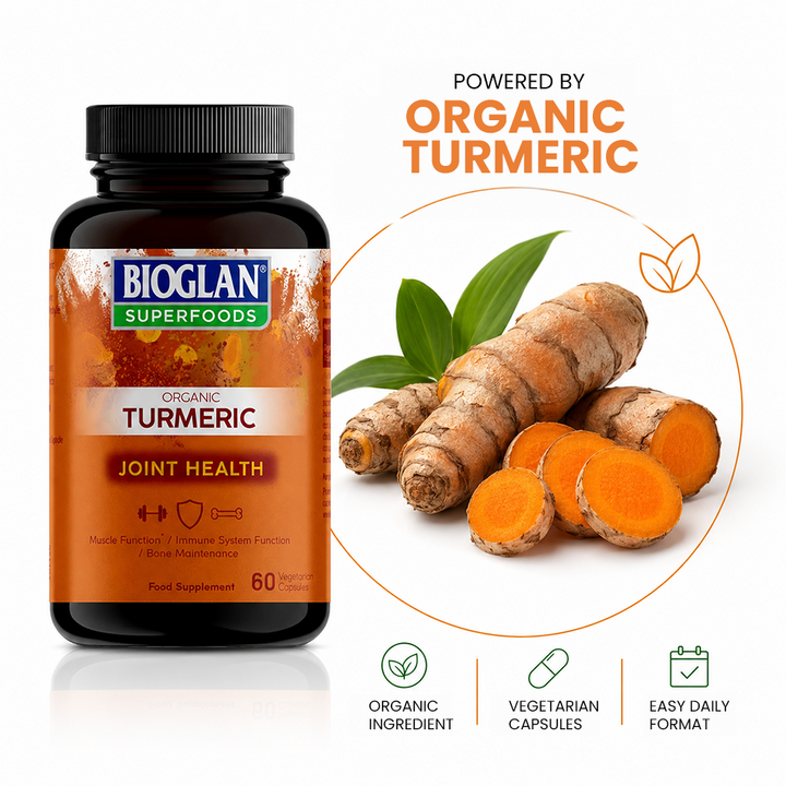كبسولات الكركم العضوي Bioglan سوبرفوودس - 60 كبسولة