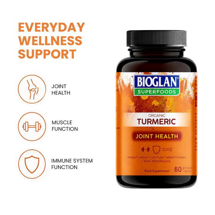 كبسولات الكركم العضوي Bioglan سوبرفوودس - 60 كبسولة