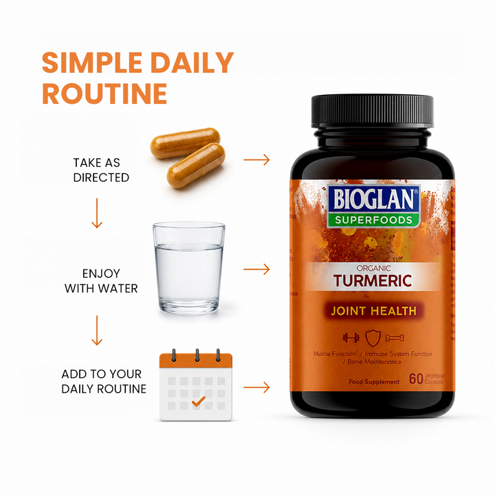 كبسولات الكركم العضوي Bioglan سوبرفوودس - 60 كبسولة