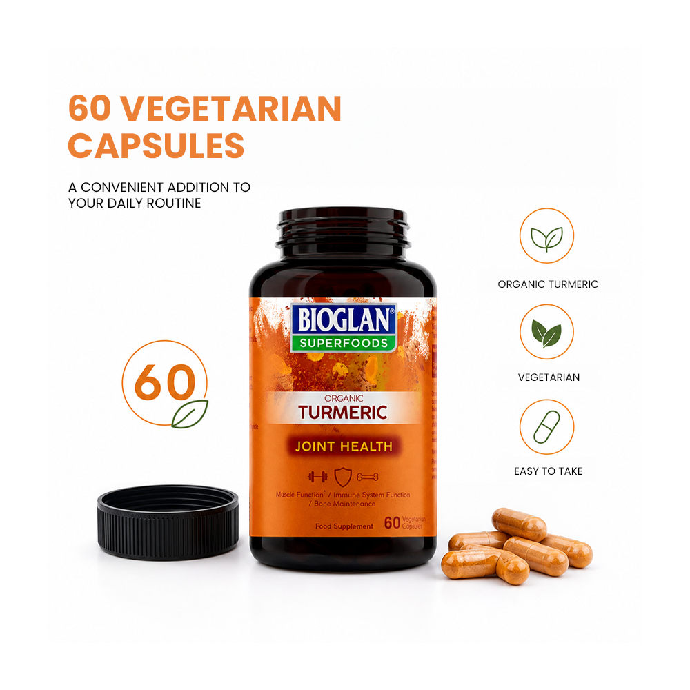 كبسولات الكركم العضوي Bioglan سوبرفوودس - 60 كبسولة