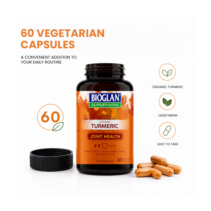 كبسولات الكركم العضوي Bioglan سوبرفوودس - 60 كبسولة