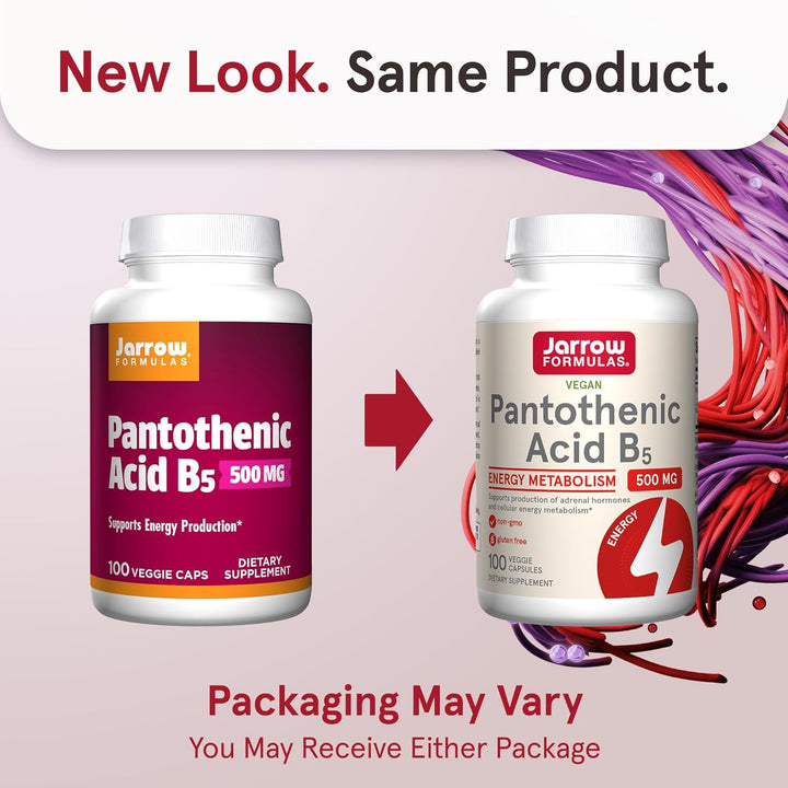 Jarrow Formulas Pantothenic Acid B5 500mg 100 Capsules - New Look Same Product