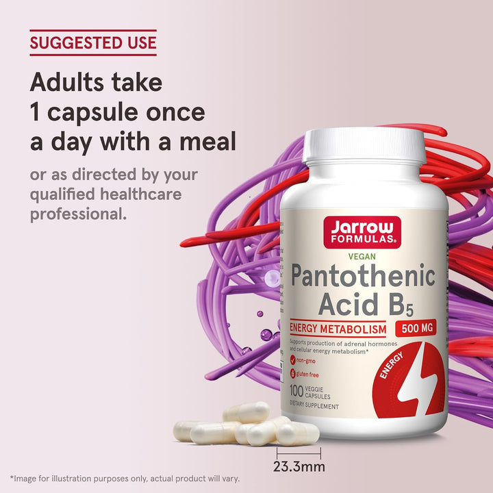 Jarrow Formulas Pantothenic Acid B5 500mg 100 Capsules - Adults Take 1 Capsule A Day With A Meal