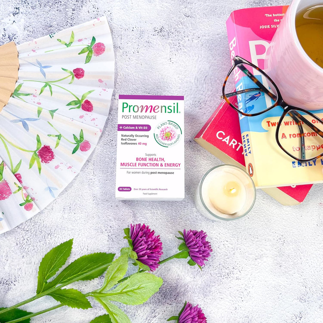 Promensil Post Menopause Supplement Calcium and Vitamin D3 30 Tablets - For Muscle Function and Energy