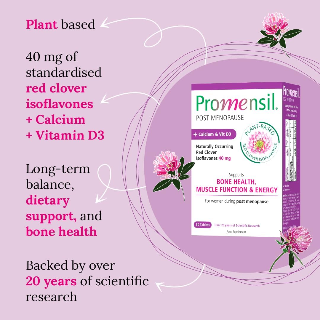 Promensil Post Menopause Supplement Calcium and Vitamin D3 30 Tablets - Plant Based