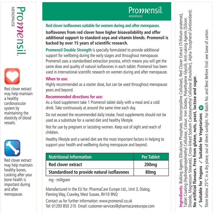 Promensil Double Strength 30 Tablets - Suitable For Women During and After Menopause