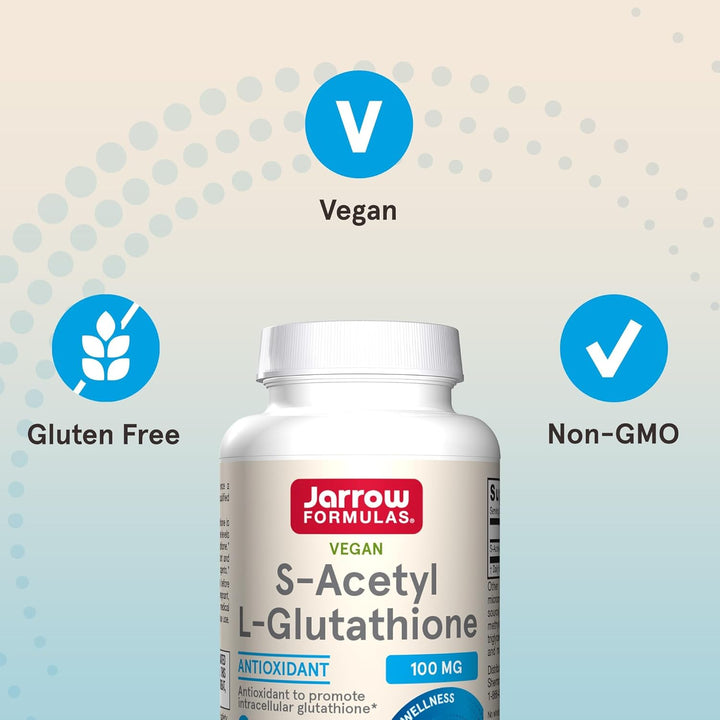 Jarrow Formulas S-Acetyl L-Glutathione 60 Tablets - Gluten Free Vegan Non-GMO
