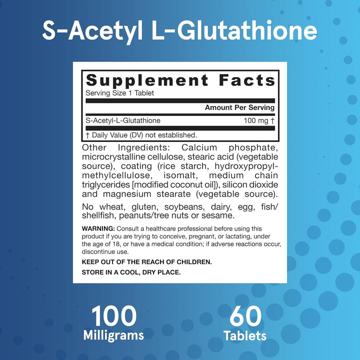 Jarrow Formulas S-Acetyl L-Glutathione 60 Tablets - Supplement Facts
