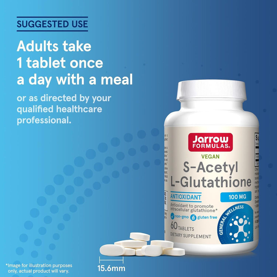Jarrow Formulas S-Acetyl L-Glutathione 60 Tablets - Adults Take 1 Tablet Once A Day With A Meal
