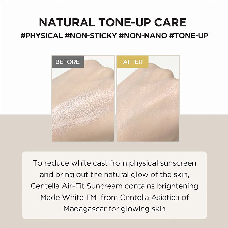 SKIN1004 Centella Madagascar Air-fit Suncream 50ml - Before And After