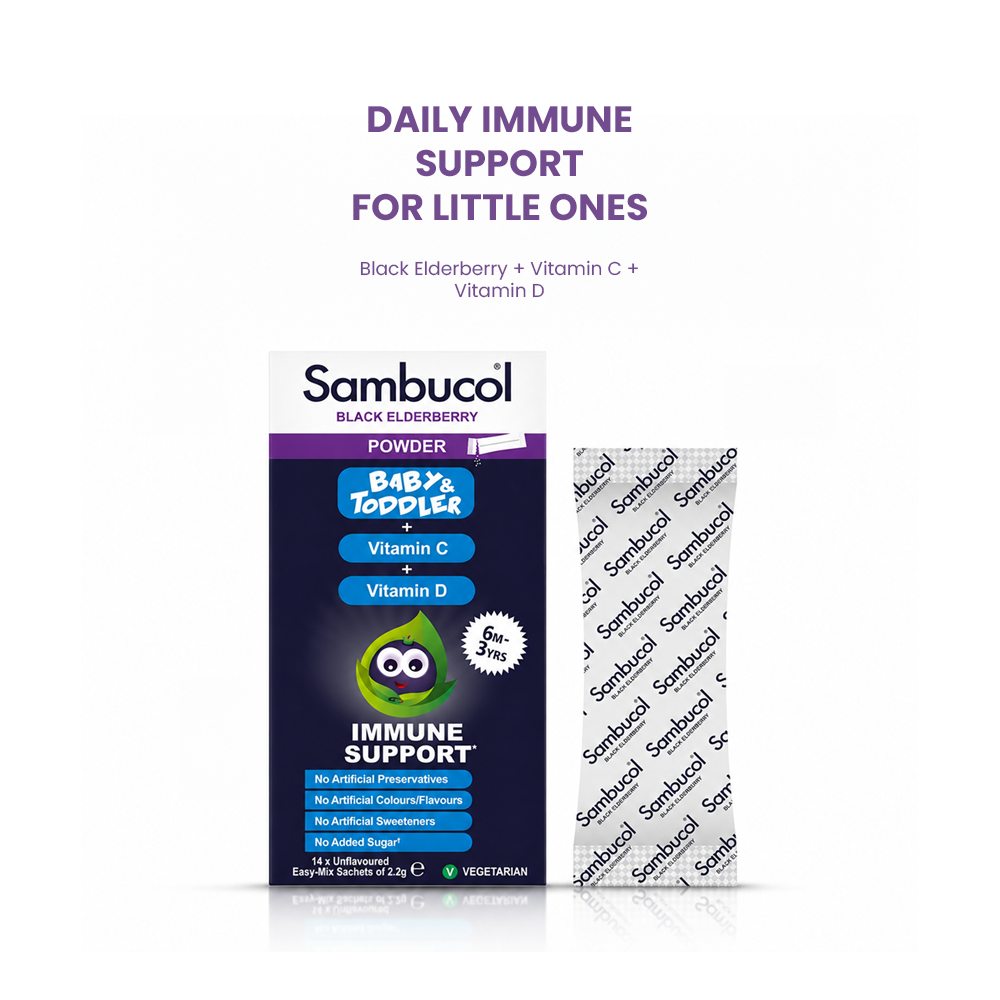 Sambucol Baby and Toddler Black Elderberry Powder Vitamin C + D - 14 Sachets
