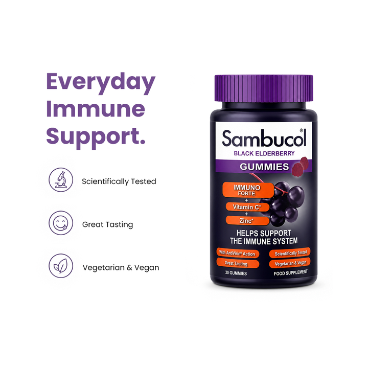 Sambucol Black Elderberry Vitamin C + Zinc Gummies - 30 Gummies