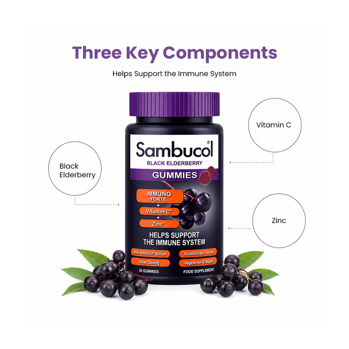Sambucol Black Elderberry Vitamin C + Zinc Gummies - 30 Gummies