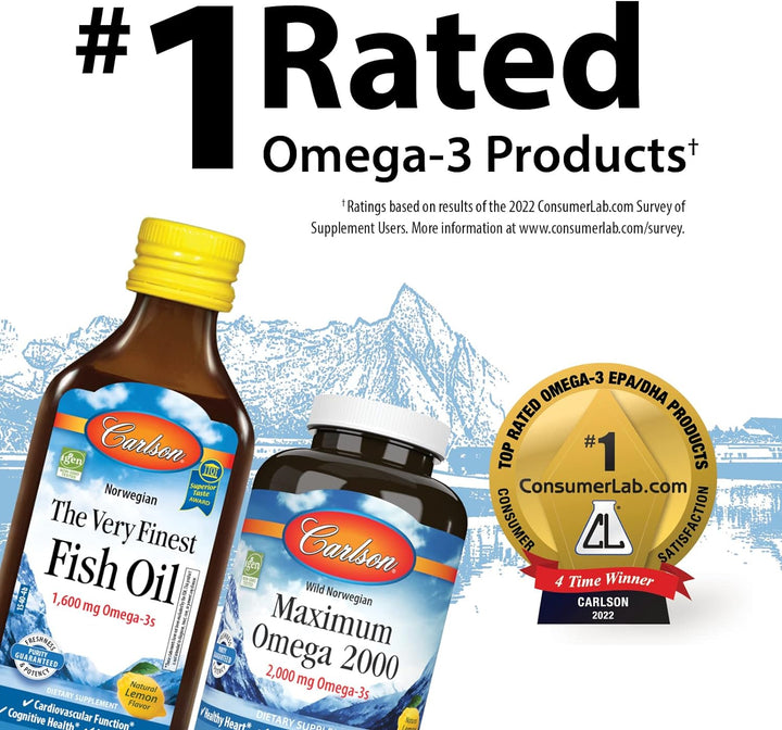 Carlson The Very Finest Fish Oil 1600mg Natural Orange 200ml - Number 1 Rated Omega-3 Product