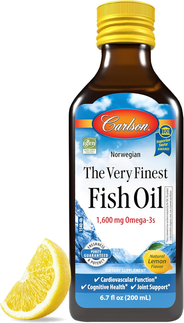 Carlson The Very Finest Fish Oil 1600mg Omega-3s Natural Lemon 200ml - Dietary Supplement