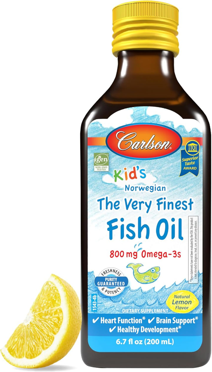 Carlson The Very Finest Fish Oil 800mg Omega-3 Natural Lemon for Kids 200ml - Dietary Supplement