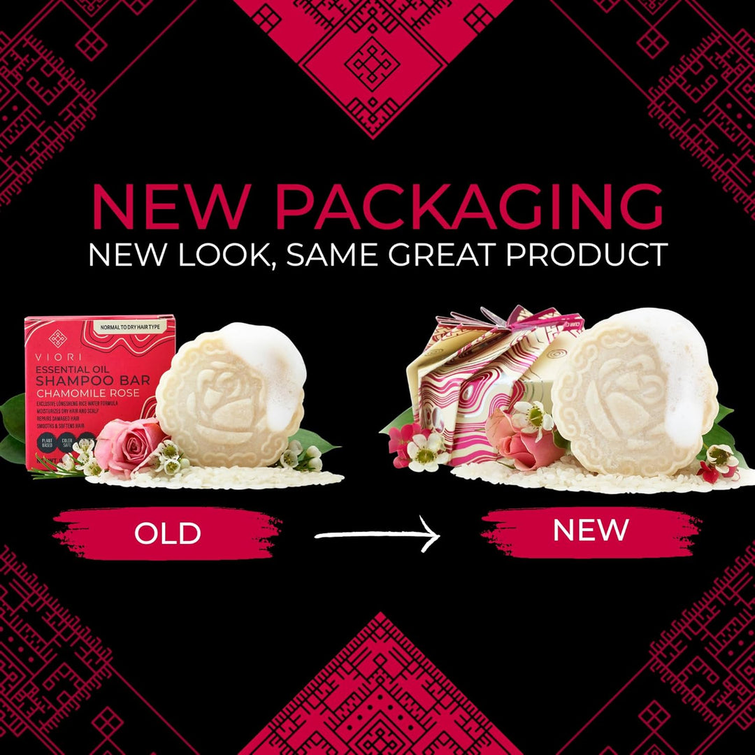 Viori Shampoo Bar Chamomile Rose, Ultra-Hydrating with Essential Oil  90g - New Packaging