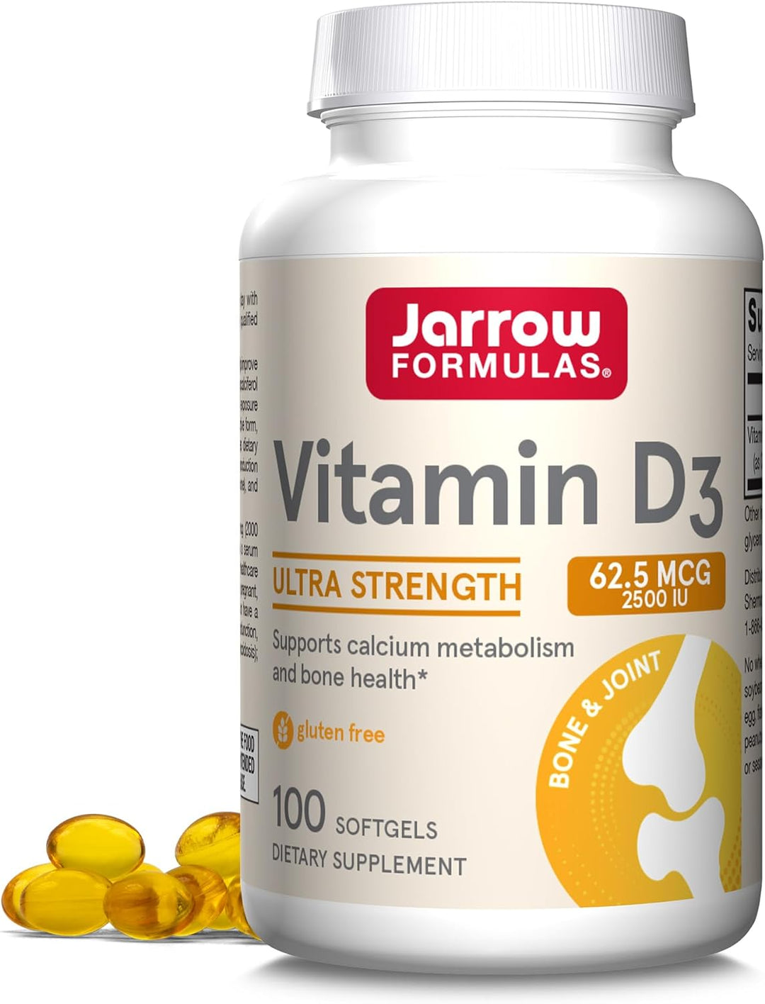 Jarrow Formulas Vitamin D3 2500 IU 100 Softgels - Supports Bone and Joint