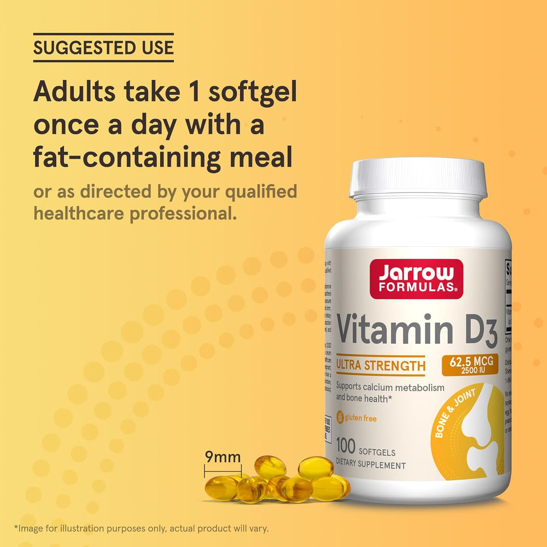 Jarrow Formulas Vitamin D3 2500 IU 100 Softgels - Adults Take 1 Softgel Once A Day