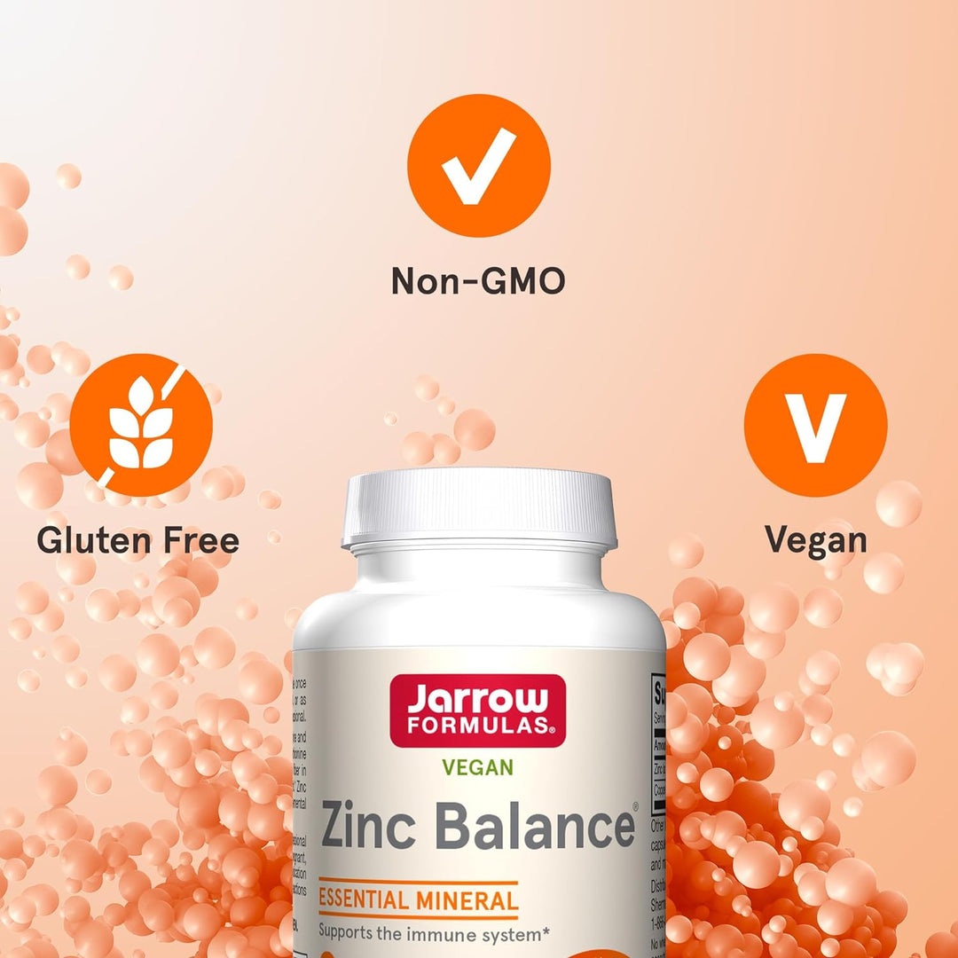 Jarrow Formulas Zinc Balance 100 Capsules - Gluten Free Non-GMO Vegan