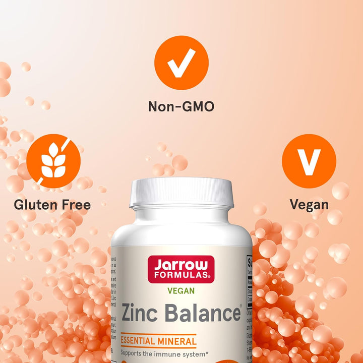 Jarrow Formulas Zinc Balance 100 Capsules - Gluten Free Non-GMO Vegan