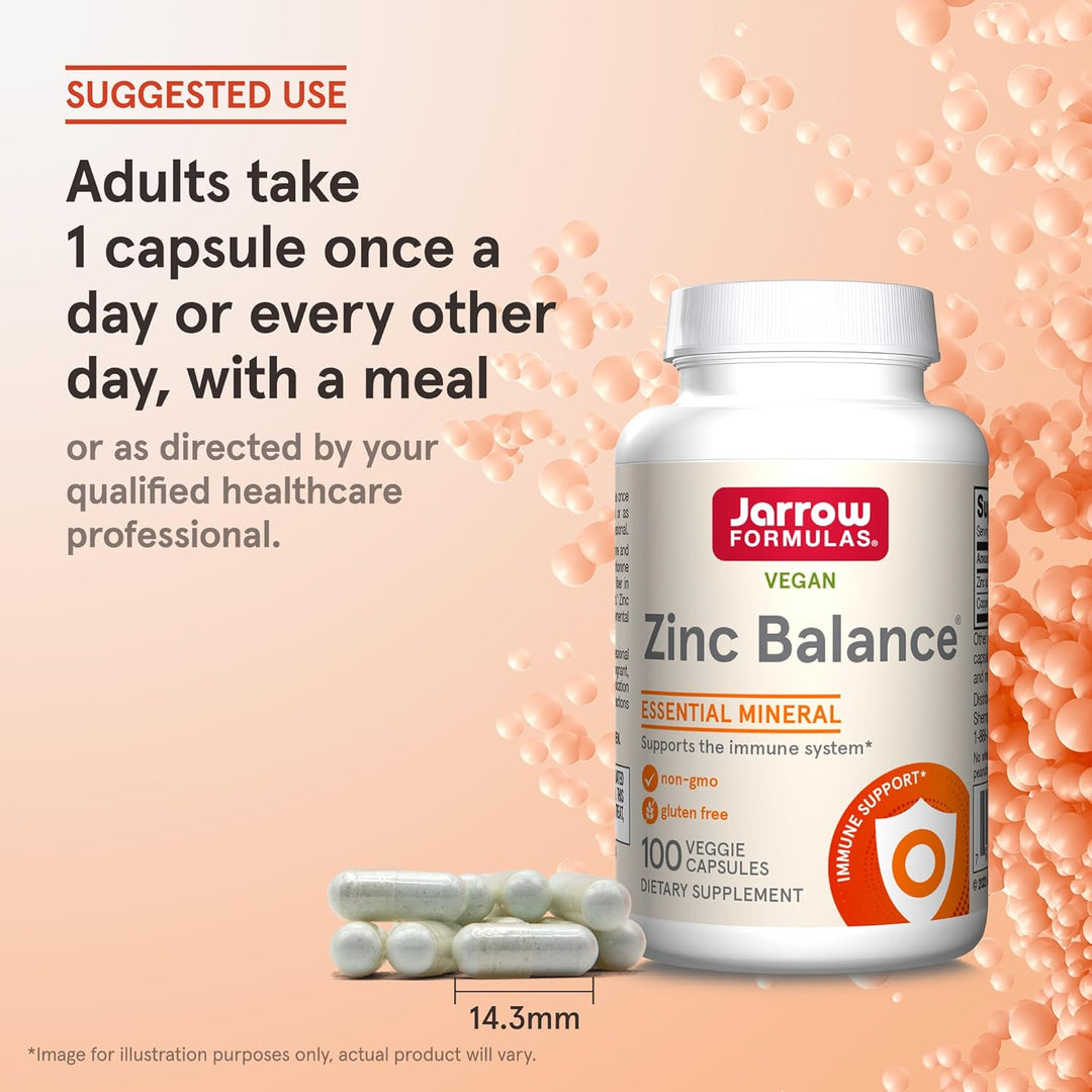 Jarrow Formulas Zinc Balance 100 Capsules - Adults Take 1 Capsule Once A Day or Every Other Day With A Meal