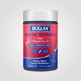 Bioglan Immune Recharge - Iron, Vitamin D, C & B12 - 30 Capsules