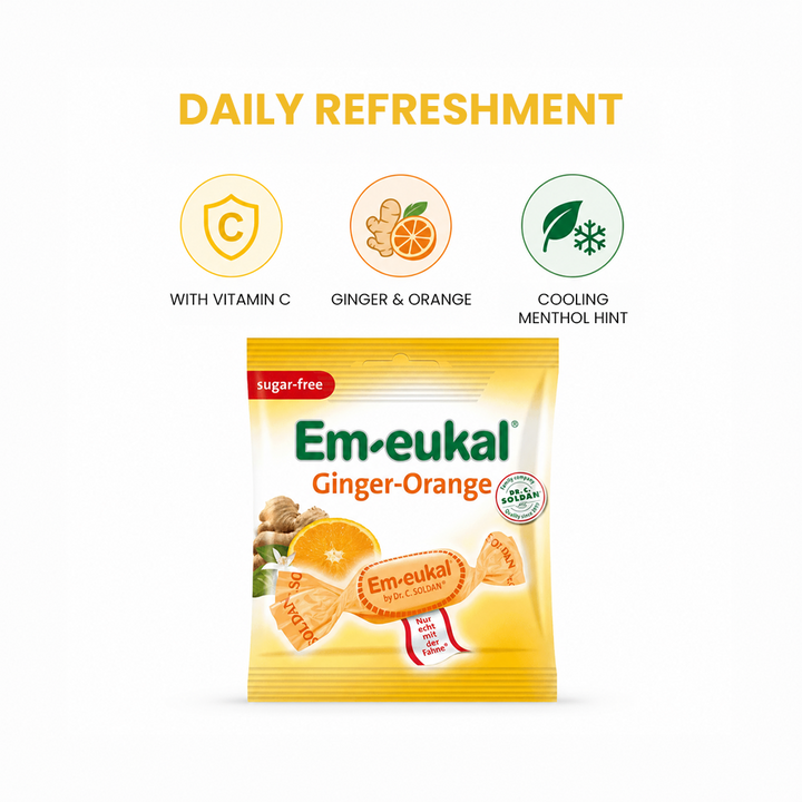 Em-eukal Ginger-Orange, Sugar-free, Vitamin drops with Vitamin C - 50g