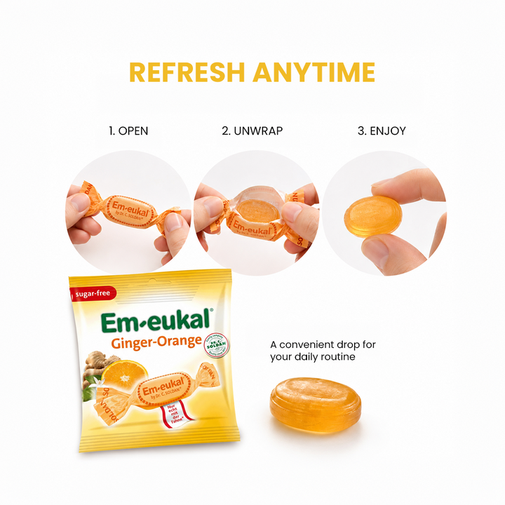 Em-eukal Ginger-Orange, Sugar-free, Vitamin drops with Vitamin C - 50g