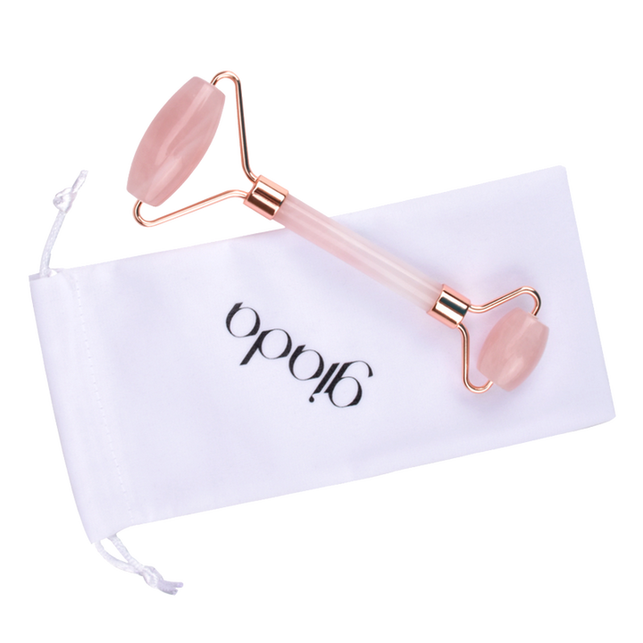 Giada Rose Quartz Face Roller 100% Genuine Rose Quartz - Luxurious Tool