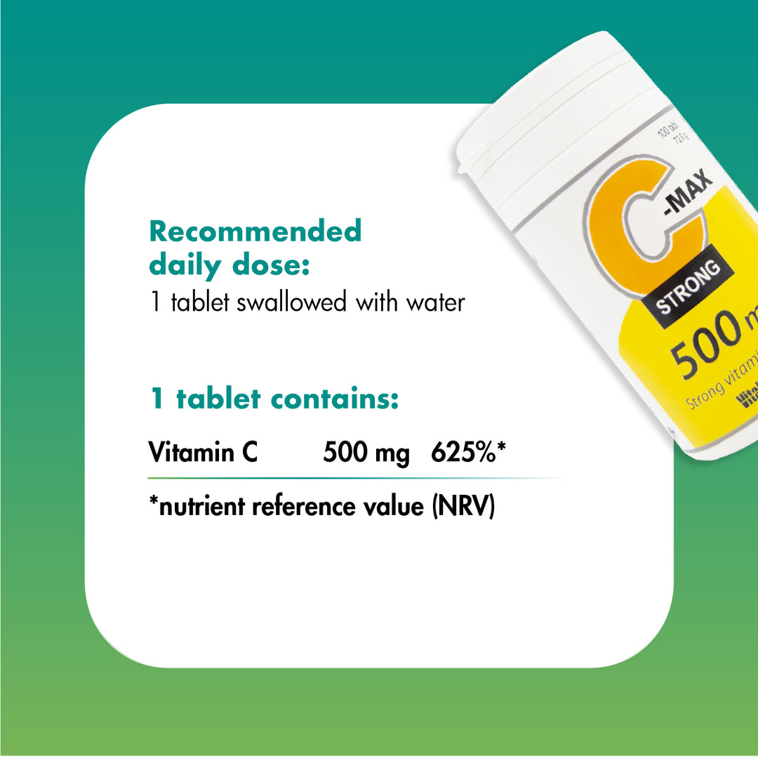 Vitabalans C-Max Strong, Vitamin C Tablet, 500mg 100 Tablets - 1 Tablet Swallowed With Water